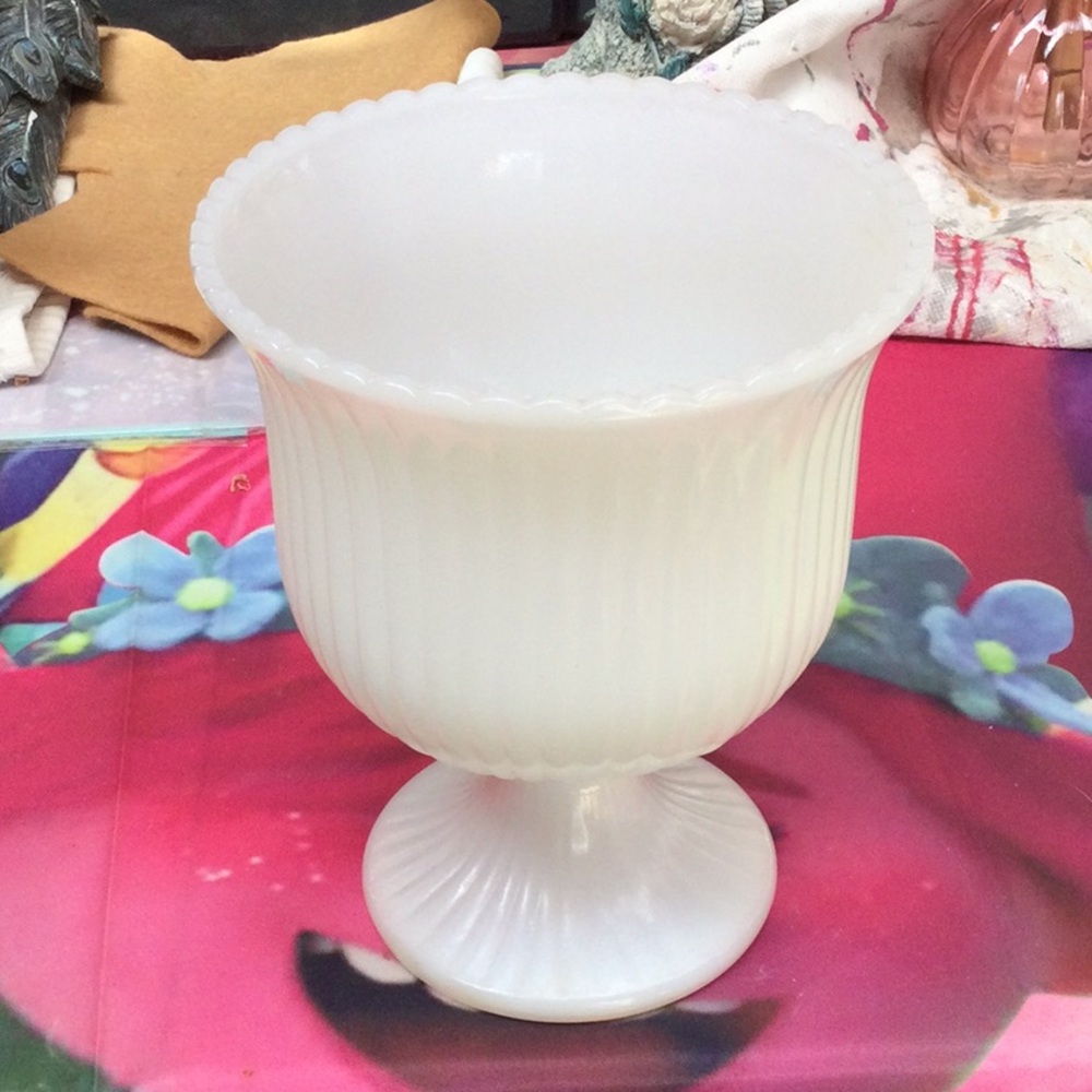 White Milk Glass Pedestal Compote